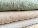 Musselin Stoff Uni Pickle, Beige und Taupe | Double Gauze Baumwolle | Ab 50 cm | Stoffpaket möglich