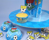 Fussball Cupcake Ständer Set blau