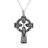 Hanger verzilverd Celtic Cross large