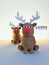 3D Druck Rentier " PUMMEL RUDOLF" mit roter Nase