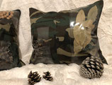 Coussin camouflage avec fenêtres vinyle laurier et cupules de glands
