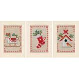 wenskaarten kerstmotieven, 3 kaarten met omslag