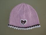 Mütze "Lebkuchenherz" / Wiesn-Herz, rosa mit braun / weißem Rand