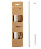 Edelstahltrinkhalm Strohhalm 4er Set Länge ca 21cm und Bürste