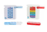 2x Tablettenbox Pillenbox Medikamentenbox 7 Tage 4 Fächer bunt u. weiß/blau