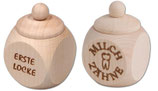 2er-Set Holzdose Schraubverschluss "Erste Locke und Milchzähne", Buchenholz, 3cm
