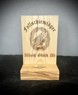 Tischaufsteller Fallschirmjäger "Allzeit Glück Ab" Goldenes Springerabzeichen BW
