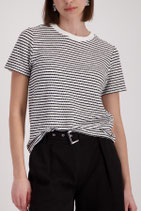 monari - T-Shirt mit Struktur, schwarz ringel (410768)