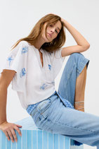 oui - Bluse, white-blue (98653)