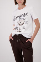 monari - T-Shirt mit Espresso-Print, cream (410804)