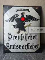 Emailleschild - Preußischer Amtsvorsteher "Gott mit uns"