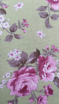 Baumwollstoff Farbe Grün mit Rosen