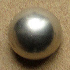 Bouton métal argenté satiné, demi-boule 15 mm