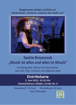 Konzertkarte - Saskia Brzyszczyk "Musik ist alles und alles ist Musik"