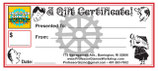 NEW ITEM!! Professor Gizmo's Gift Certificates!!