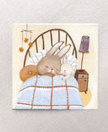 Original Kinderzimmerbild "Hase im Bettchen" (handgemaltes Kunstwerk)