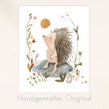 Original Kinderzimmerbild  "Igel im Sonnenschein" (handgemaltes Kunstwerk)