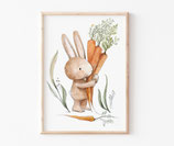 Original Kinderzimmerbild "Hase mit drei Möhren" (handgemaltes Kunstwerk)