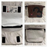 Umhängetasche Segeltuch Barkasse groß, braun/rot Zahl dunkel 3, 360°