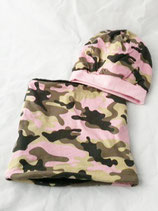 Beanie und Loop Camouflage rosa  gefüttert