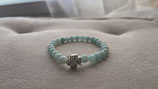 Bracelet en Amazonite 6 mm avec Intercalaire Trèfle à Quatre Feuilles Argenté - Harmonie et Chance à votre Poignet