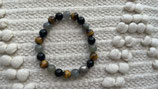 Bracelet de protection: Labradorite, Œil de tigre, Tourmaline noir 8 mm