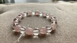 Bracelet Élégance en Quartz Rose et Cristal de Quartz - 8 mm