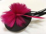 pink Federrosetten Fascinator grau mit Schleife und langen Gänsefedern