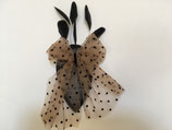 Fascinator Sinamay schwarz, schwarze Federn, Soft-Tüll