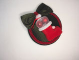Weihnachts Fascinator grün, Schleife, rote Borte, Nikolausstiefel