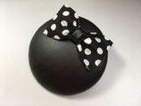 Kunstleder Fascinator schwarz mit Schleife schwarz weiße Polkadots