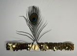 20 er Jahre Flapper gold glänzendes Pailletten Stirnband mit Federn