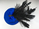 royal blauer Fascinator, Schleife, üppige Federn