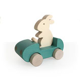 Wooden rabbit car green