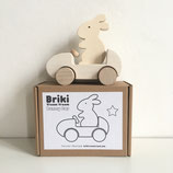 Wooden rabbit car white