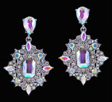 Ohrringe "Royalty", silberfarben mit AB-Strass-Steinen