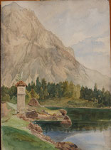 Johann Nepomuk Passini, Der grüne See bei Tragöß, Stmk, Aquarell