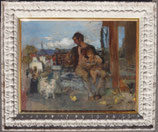 Franz Rumpler, Vater und Tochter, Öl auf Karton, um 1900