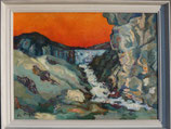 Franz Anton Coufal, Wasserfall, Öl auf Leinwand, 1975