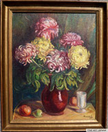 Rudolf Richly, Chrysanthemen, großes Ölbild, signiert, ex Kinsky