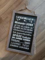 Schiefertafel Familienregeln - Handmade
