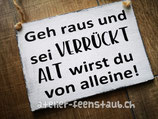 Spruchschild Geh raus und sei Verrückt