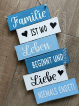 Schild Familie ist wo klein
