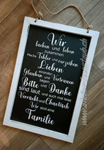 Schiefertafel Wir lachen und leben -  Handmade