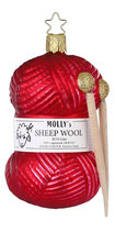 Glasornament feine Wolle 11 cm rot mit Nadeln