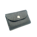 Porte-cartes + monnaie Isa Noir rayé Argent