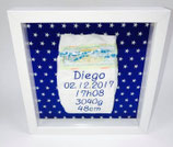 Brodéiert Pampers + Rumm donkelblo Stären