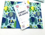 Housse fir de Carnet de Santé (neien Modell 2025) blo Elefanten