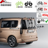 Fahrradträger SHADOW CADDY 2.0 für VW Caddy V – für 3 Fahrräder oder 2 Elektrofahrräder