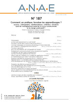 ANAE N° 187 - Comment, en pratique, favoriser les apprentissages ?